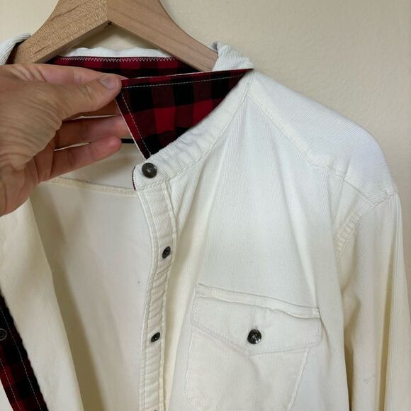 Woolrich Pendulum Cream Corduroy button down‎ Shirt buffalo plaid cuffs size XXL - Picture 7 of 12